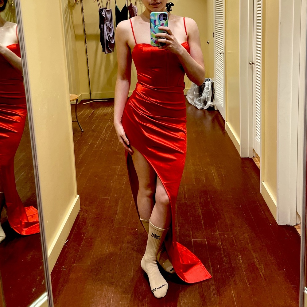 Windsor silky satin red gown